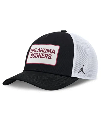 Jordan Men's Black/white Oklahoma Sooners 2025 On-field Rise Patch Trucker Adjustable Hat In Multi