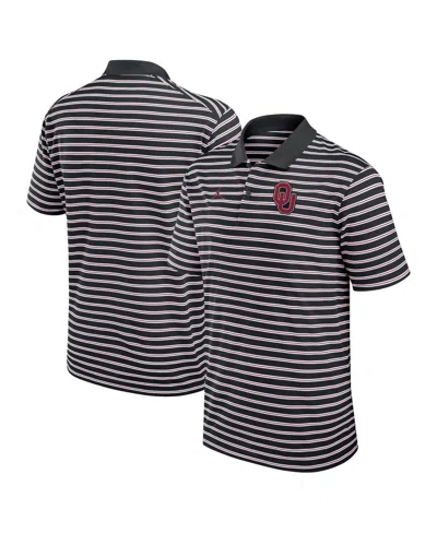 Jordan Men's Black/white Oklahoma Sooners Primetime Victory Striped Performance Polo Shirt