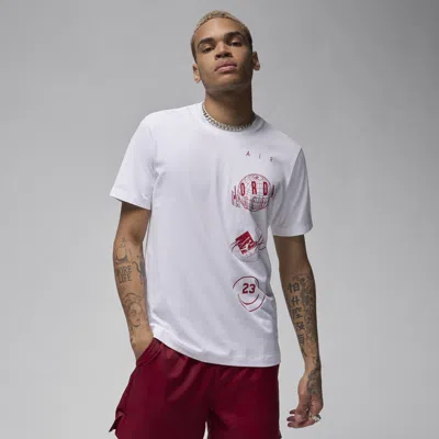 Jordan Stacked Logo Graphic T-shirt In White/red