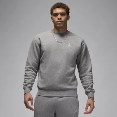 Jordan Men's  Brooklyn Fleece Crew-neck Sweatshirt In Carbon Heather/white