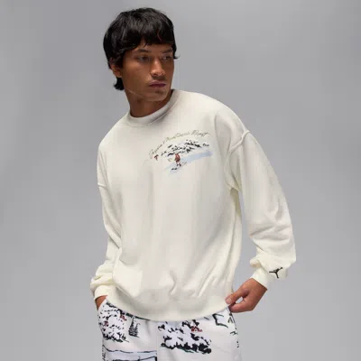 Jordan Men's  Brooklyn Fleece Crew-neck Sweatshirt In White