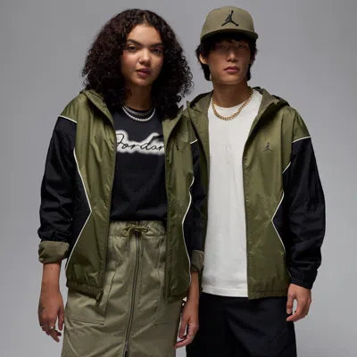 Jordan Men's  Brooklyn Hooded Draft Jacket In Medium Olive/black/sail