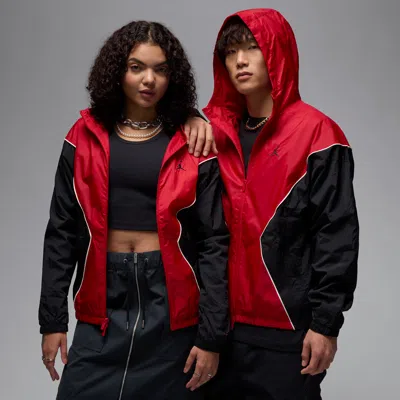 Jordan Men's  Brooklyn Hooded Draft Jacket In Varsity Red/black/sail
