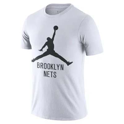 Jordan Nike Men's White Brooklyn Nets Essential Jumpman T-shirt