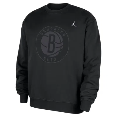 Jordan Men's Brooklyn Nets Statement Essentials  Nba Fleece Crew-neck Sweatshirt In Blue