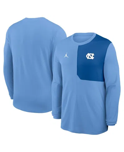 JORDAN MEN'S CAROLINA BLUE NORTH CAROLINA TAR HEELS 2025 SIDELINE COACH UV PERFORMANCE LONG SLEEVE T-SHIRT