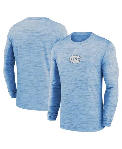 JORDAN MEN'S CAROLINA BLUE NORTH CAROLINA TAR HEELS 2025 SIDELINE VELOCITY PERFORMANCE LONG SLEEVE T-SHIRT