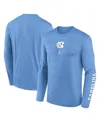 Jordan Men's Carolina Light Blue North Carolina Tar Heels Primetime Center Lockup Two-hit Legend Long Sleev In Light Blue