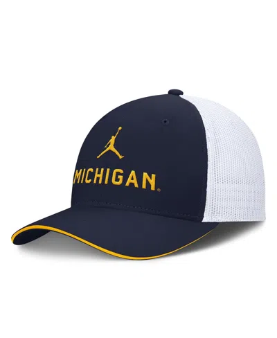 Jordan Men's College Navy/white Michigan Wolverines Rise Adjustable Trucker Hat In College Navy,white