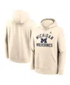 Jordan Men's Cream Michigan Wolverines Arch Logo Pullover Hoodie In Cream