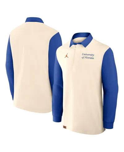 Jordan Men's Cream/royal Florida Gators Rugby Long Sleeve Shirt In Blue