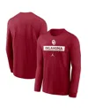 Jordan Men's Crimson Oklahoma Sooners 2024 Sideline Legend Performance Long Sleeve T-shirt In Crimson