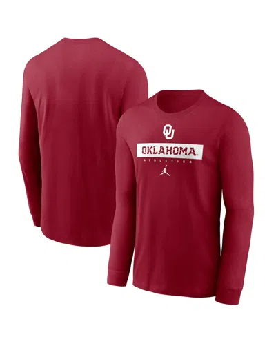 Jordan Men's Crimson Oklahoma Sooners 2024 Sideline Legend Performance Long Sleeve T-shirt