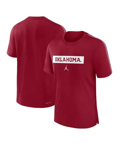 Jordan Men's Crimson Oklahoma Sooners 2024 Sideline Player Performance Tri-blend T-shirt In Red