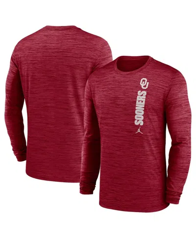 Jordan Men's Crimson Oklahoma Sooners 2024 Sideline Velocity Performance Long Sleeve T-shirt