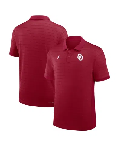 Jordan Men's Crimson Oklahoma Sooners 2025 Early Season Coaches Sideline Victory Stripe Performance Polo Sh In Red