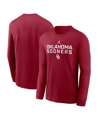 Jordan Men's Crimson Oklahoma Sooners 2025 Sideline Performance Long Sleeve T-shirt In Red