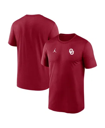 JORDAN MEN'S CRIMSON OKLAHOMA SOONERS 2025 SIDELINE SMALL LOGO LEGEND PERFORMANCE T-SHIRT