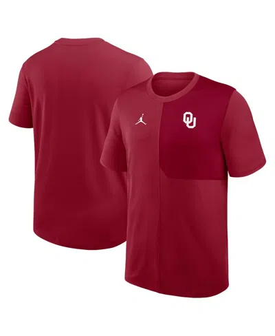 Jordan Men's Crimson Oklahoma Sooners 2025 Sideline Uv Performance Coach T-shirt In Red