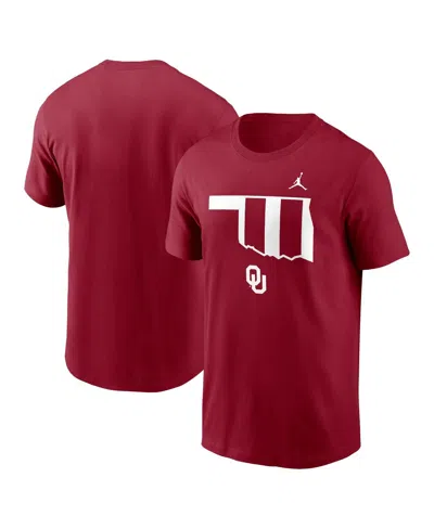 Jordan Men's Crimson Oklahoma Sooners Campus State Shape T-shirt