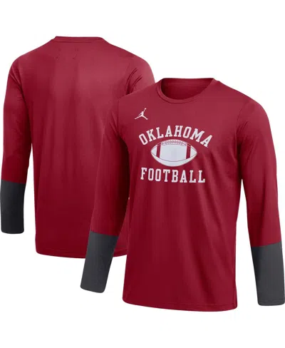 Jordan Men's Crimson Oklahoma Sooners Football Performance Long Sleeve T-shirt In Red