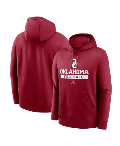Jordan Men's Crimson Oklahoma Sooners Football Stack Club Fleece Pullover Hoodie In Red