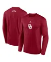 Jordan Men's Crimson Oklahoma Sooners On-court Basketball Shootaround Performance Long Sleeve T-shirt In Red
