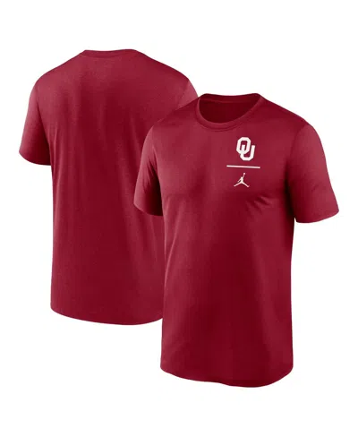 Jordan Men's Crimson Oklahoma Sooners Primary Logo Legend Performance T-shirt In Red