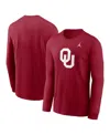 Jordan Men's Crimson Oklahoma Sooners Primary Logo Long Sleeve T-shirt In Burgundy