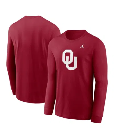 Jordan Men's Crimson Oklahoma Sooners Primary Logo Long Sleeve T-shirt In Burgundy