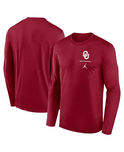 Jordan Men's Crimson Oklahoma Sooners Primary Stack Legend Long Sleeve T-shirt In Red