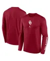 Jordan Men's Crimson Oklahoma Sooners Primetime Center Lockup Two-hit Legend Long Sleeve T-shirt In Red