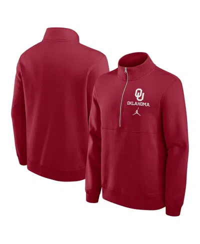 Jordan Men's Crimson Oklahoma Sooners Primetime Club Half-zip Pullover Sweatshirt In Red