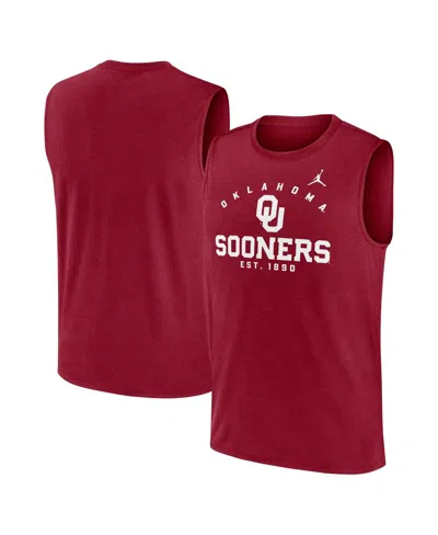 Jordan Men's Crimson Oklahoma Sooners Primetime Legend Mascot Lock Up Performance Muscle T-shirt In Red