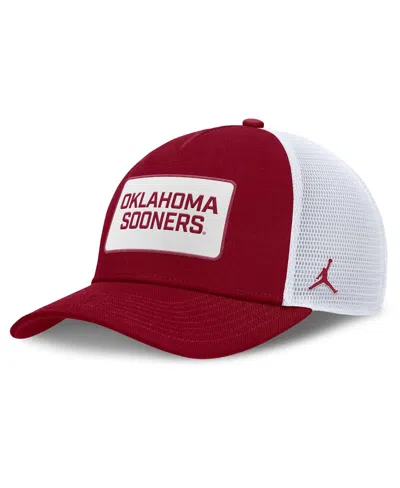 Jordan Men's Crimson/white Oklahoma Sooners 2025 On-field Rise Patch Trucker Adjustable Hat