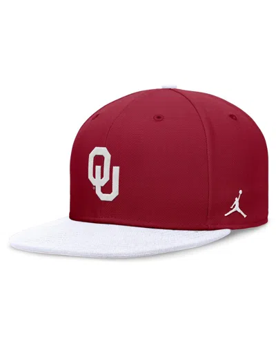 Jordan Men's Crimson/white Oklahoma Sooners Team Logo Performance Fitted Hat In Crimson,white