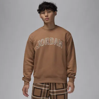 Jordan Men's  Essentials Fleece Crew-neck Sweatshirt In Brown/tan