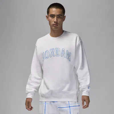 Jordan Men's  Essentials Fleece Crew-neck Sweatshirt In White/legend Blue