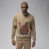 Jordan Men's  Essentials Loopback Fleece Crew-neck Sweatshirt In Brown