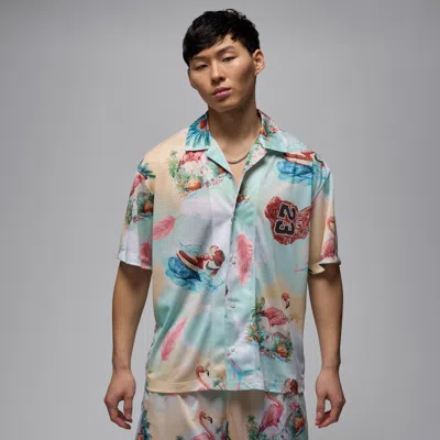 Jordan Men's  Essentials Printed Camp Top In Sail/glacier Blue