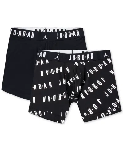 Jordan Men's 2-pack Cotton Flight Essentials Logo Print Boxer Briefs In Black/white