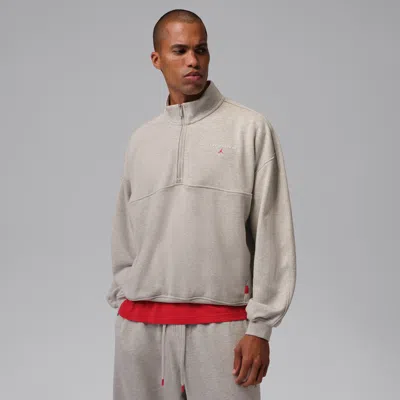 Jordan Mens Flight Fleece Qtr Zip Lb In Gray