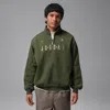 Jordan Flight Oversize Fleece Quarter Zip Pullover In Green