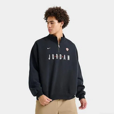 Jordan Men's Flight Graphic Fleece Quarter-zip Pullover Top In Black