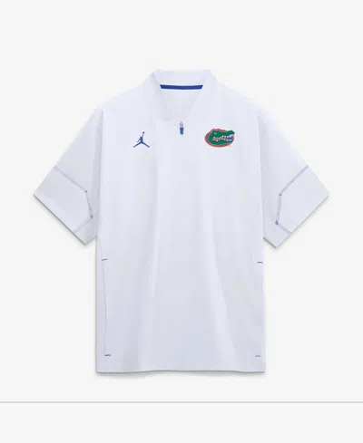 Jordan Men's Florida Gators Florida Sideline Coach Quarter-zip Short-sleeve Jacket In White