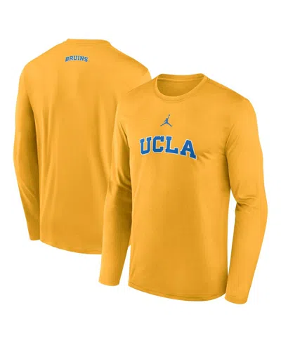 Jordan Men's Gold Ucla Bruins On-court Basketball Shootaround Performance Long Sleeve T-shirt In Yellow