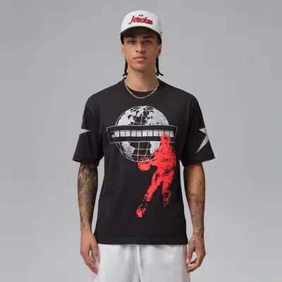 Jordan Mens  Star Graphic Short Sleeve Crew In Off Noir/off Nor