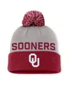 Jordan Men's Gray/crimson Oklahoma Sooners Primetime Peak Cuffed Pom With Knit Hat In Burgundy