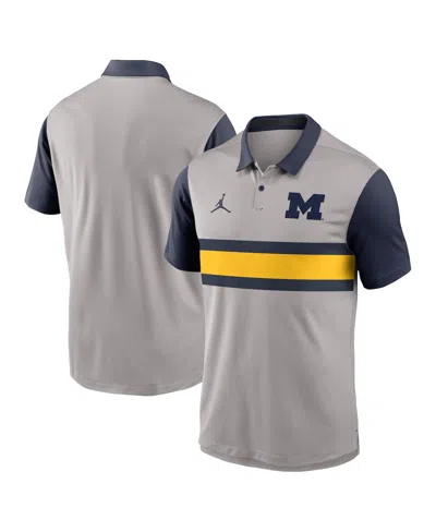 Jordan Men's Gray/navy Michigan Wolverines Vapor Performance Polo Shirt
