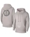 Jordan Men's Heather Gray Brooklyn Nets Courtside Statement Edition Pullover Hoodie In Heather Gray